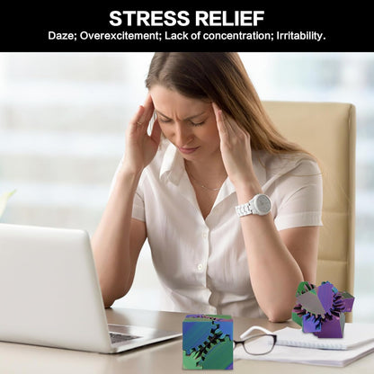3D Printed Fidget Gear Cube - 3D Printed Cube Fidget Toy Gear, Fidget Toy, Cube Stress Anxiety Relief Toys, Relaxing Hand-Held Adults Desk Toy, for Families and Offices to Relieve Stress