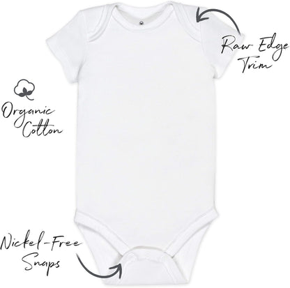HonestBaby unisex-baby 10-pack Short Sleeve Bodysuits One-piece 100% Organic Cotton for Infant Baby Boys, Girls