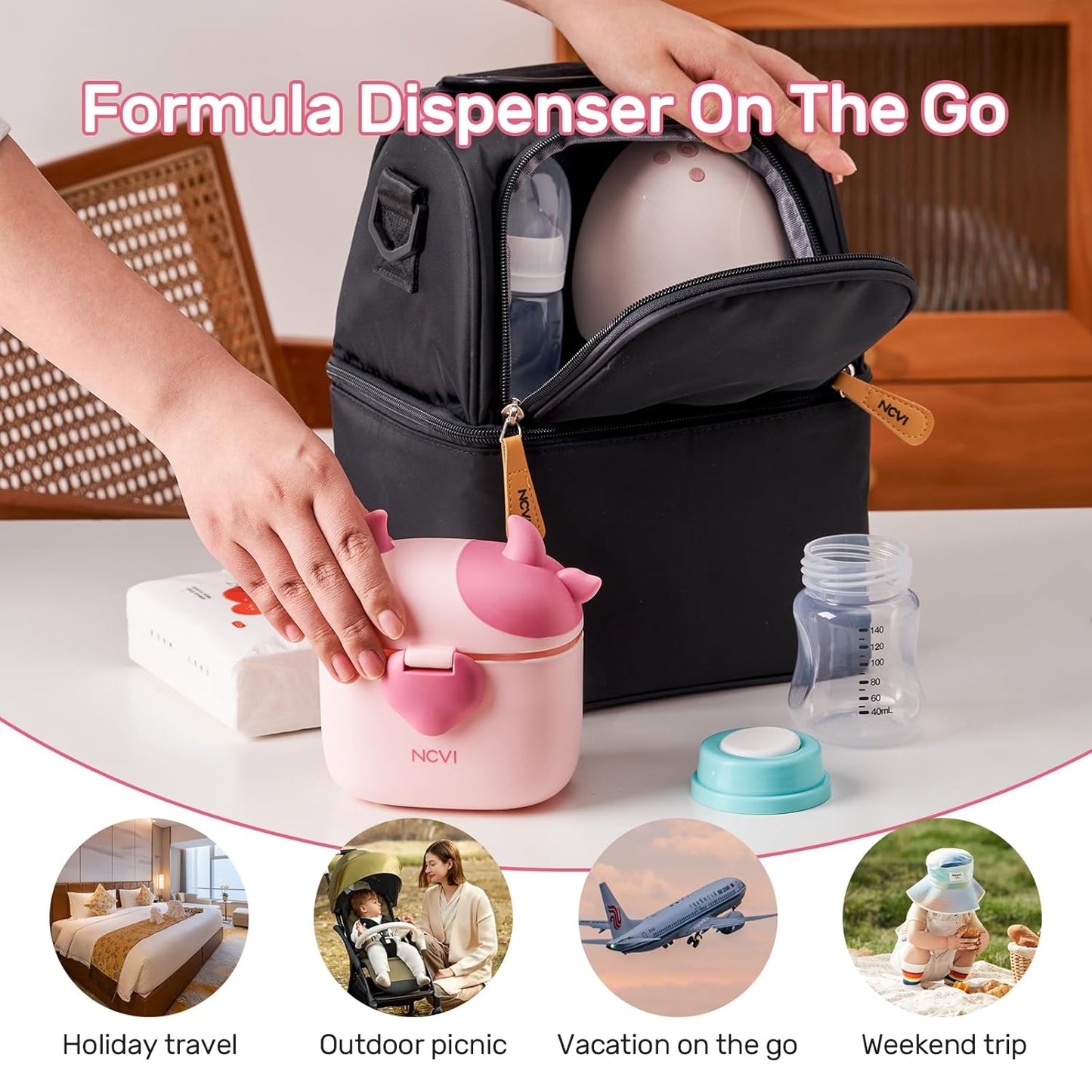 NCVI Baby Formula Dispenser On The Go, Formula Container To Go, Formula Holder for Travel, Outdoor
