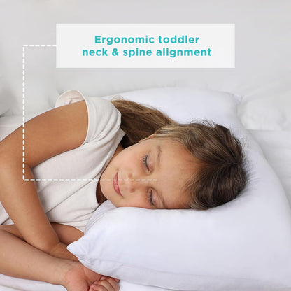 LittleHippo Toddler Pillow (13x18) with Viscose Derived from Bamboo Pillowcase - Hypoallergenic Toddler Pillow for Sleeping, Kids Pillow, Travel Pillows, Mini Pillow, Toddler Bed Pillow (White)