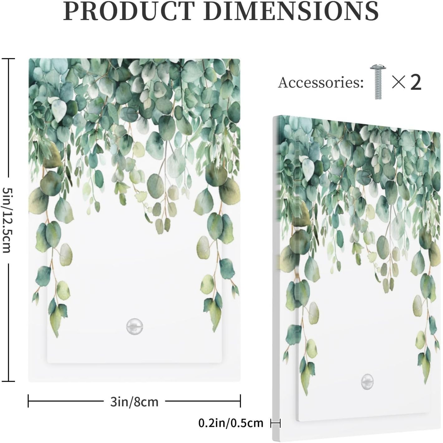 Decorative Switch Covers Plate Rustic Green Eucalyptus Leaves 1 Gang No Device Single Blank Outlet Covers Wall Plate Cover Light Switch Plate Electrical Faceplate for Country Bedroom Decor