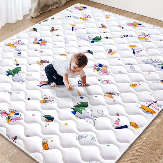 Vibe bear Baby Play Mat 79" X 71", Thicker Foam One-Piece Crawling Mat, Extra Large Anti- Slip Crawling Mat Activity Playmats for Babies,Toddlers, Infants, Play & Tummy Time Fun Childhood