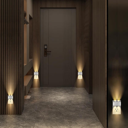 Night Light Plug into Wall, 4 Pack LED Night Lights,Rotatable Plug Night Lights,Dusk to Dawn Light Sensor,Nightlights for Hallway Bedroom Stairway,2700K(Non-Dimmable)