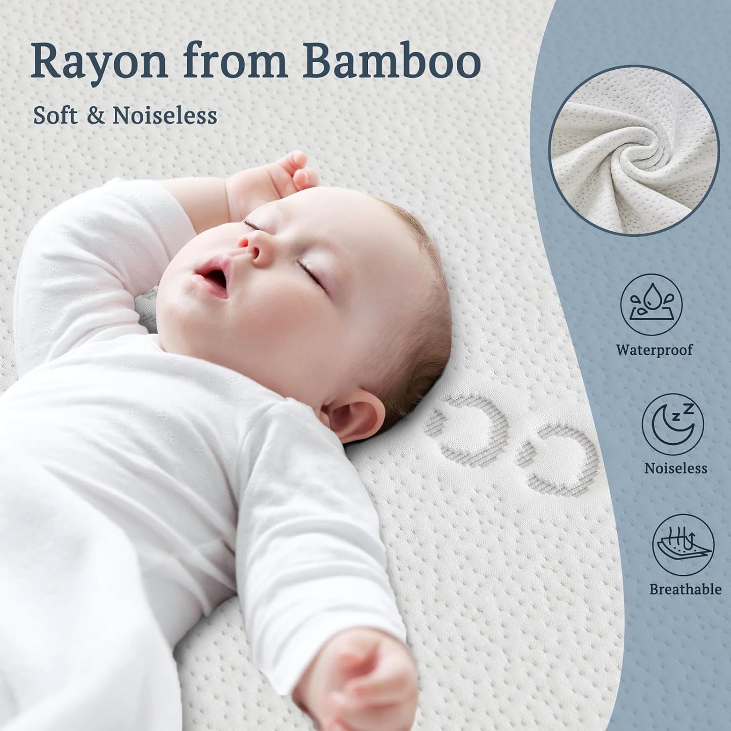 BEDLORE Waterproof Crib Mattress Protector 2 Pack, Ultra Soft Bamboo Viscose Crib Mattress Pad
