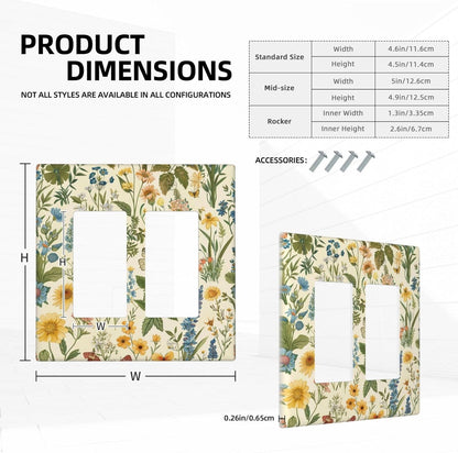 Decorative Outlet Covers Rustic Plant Garden Leaf Flower Butterfly 2 Gang Wall Plate Double Rocker Two Switch Wall Cover Plate Light Switch Cover Plate Faceplate for Bedroom Home Decor