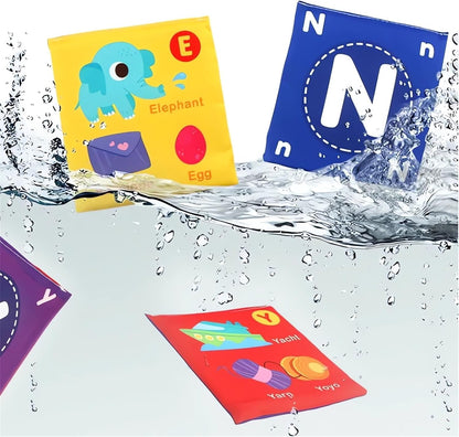Early Childhood Enlightenment 26 Pieces Toddler Soft Alphabet ABC Letter Number Flash Cards Baby Cloth Bath Book Infant Crinkle First Toys Sensory Learning Flashcards (Letter)