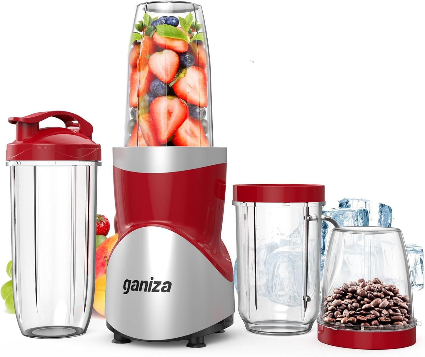 Ganiza Smoothie Blender, 900W Blenders for Shakes and Smoothies, 15-Piece Personal Blender and