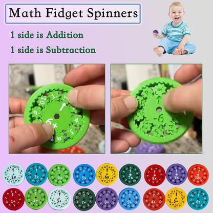 9 Pcs Math Fidget Spinners Toy, Math Fidget Sensory Spinner Counting Toys, Number Fidget Toys for Kids Math Games, Montessori Educational Toys for Kids Learning(Multiplication & Division)