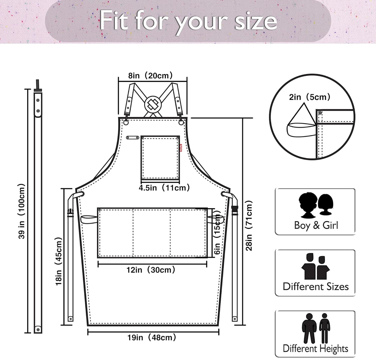 Kids Art Aprons for Painting, Gardening, Cooking, Multiple Pockets, Kids Smock for Boys & Girls, Waterproof (Age6-12)