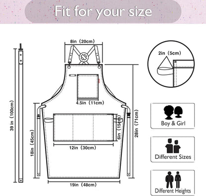 Kids Art Aprons for Painting, Gardening, Cooking, Multiple Pockets, Kids Smock for Boys & Girls, Waterproof (Age6-12)