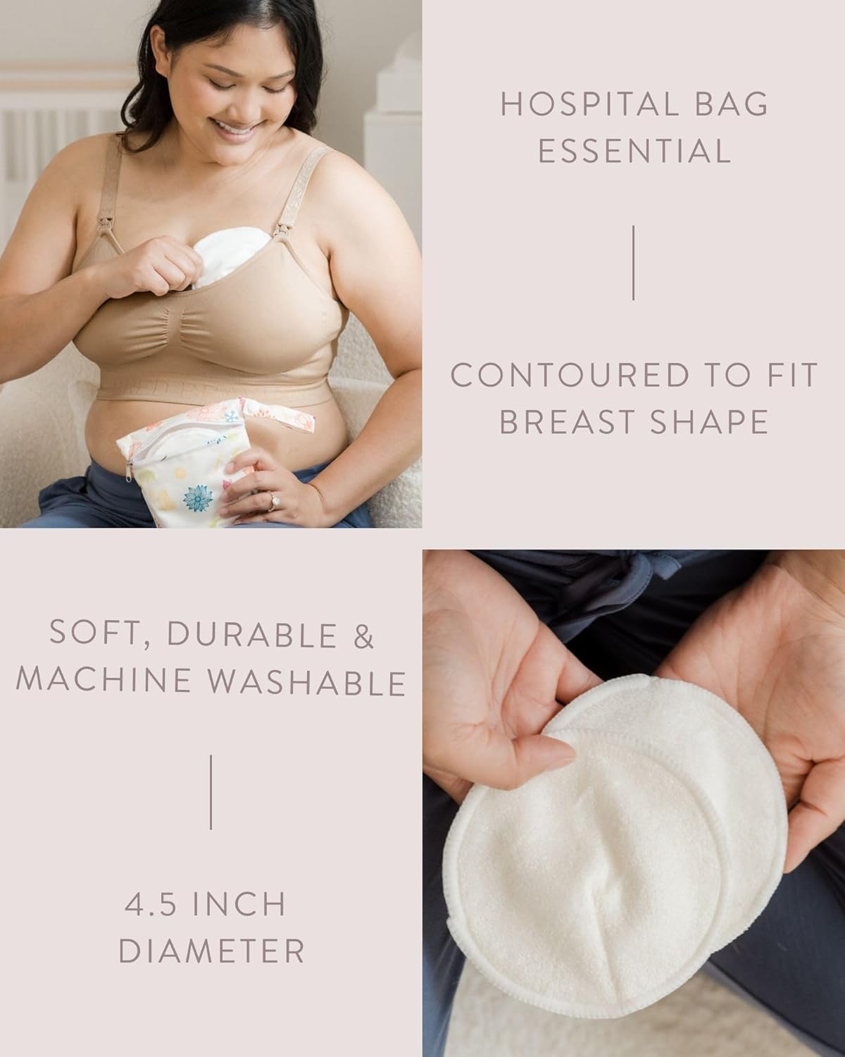 Kindred Bravely Organic Reusable Nursing Pads, Washable, for Breastfeeding & Leaking with Carry
