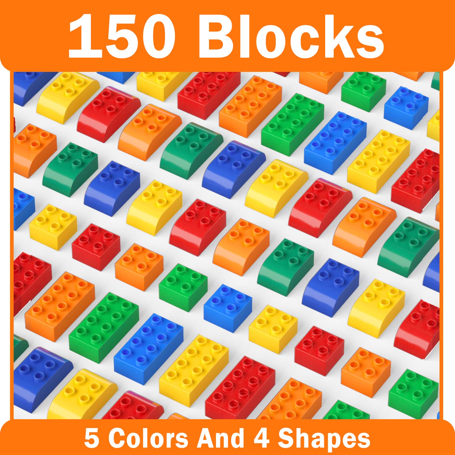 Big Building Blocks for Toddlers Kids Age 2-5, 150 PCS Set with Baseplate