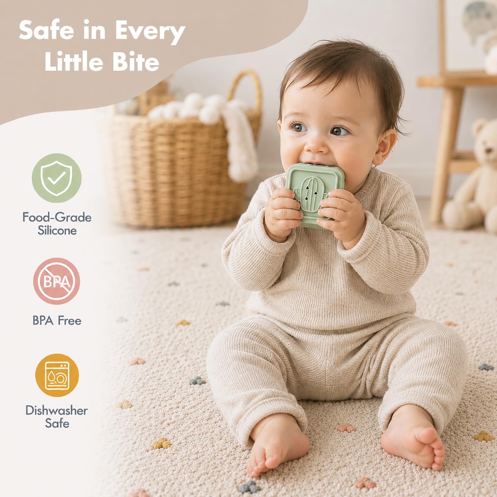 YIVEKO Baby Stacking Cups Toy, Silicone Stacking Tower Educational Baby Toys 6M+, Soft Teething
