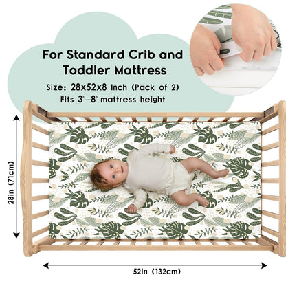 Yoofoss Baby Crib Sheets for Boys Girls, Fitted Crib Sheet 2 Pack for Standard Crib and Toddler