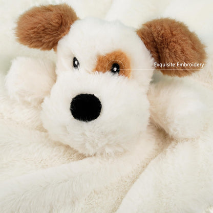 Dog Security Blanket Soft Lovey Baby Stuffed Animal with Satin Backing for Toddler Infant Newborn Boys and Girls, Lovely Unisex Puppy Snuggle Toy, Brown 13.5 Inch