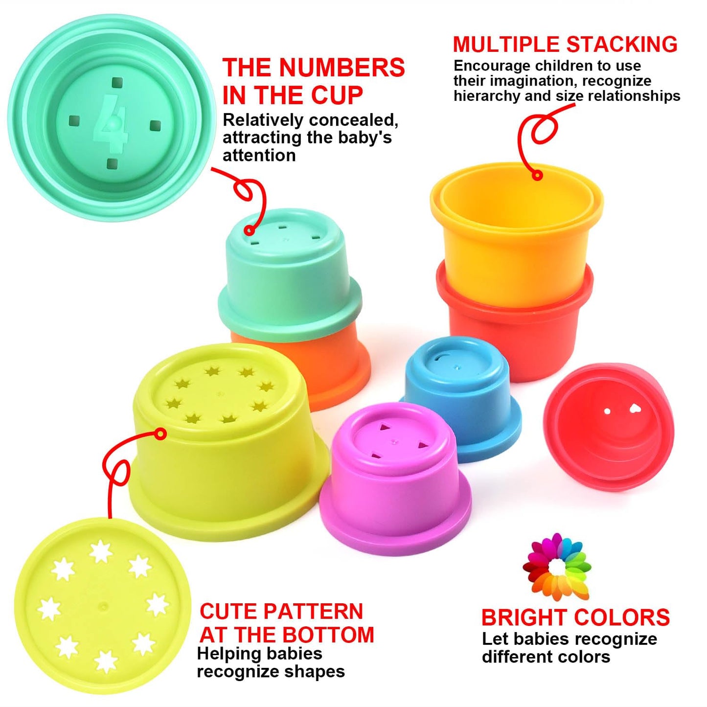 Cosaway Baby Stacking Nesting Cups Toys, Baby Toys 6 to 12 Months, Montessori Toys for Toddler