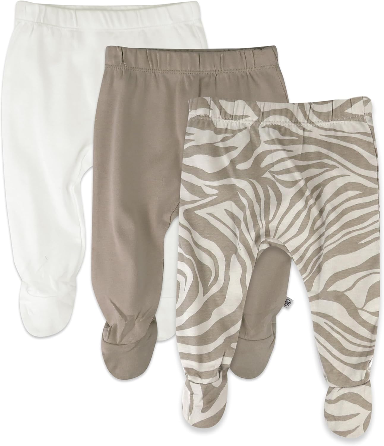 HonestBaby 3-pack Footed Pants Roomy Fit Pull on Bottoms 100% Organic Cotton for Infant Baby Boys, Girls, Unisex