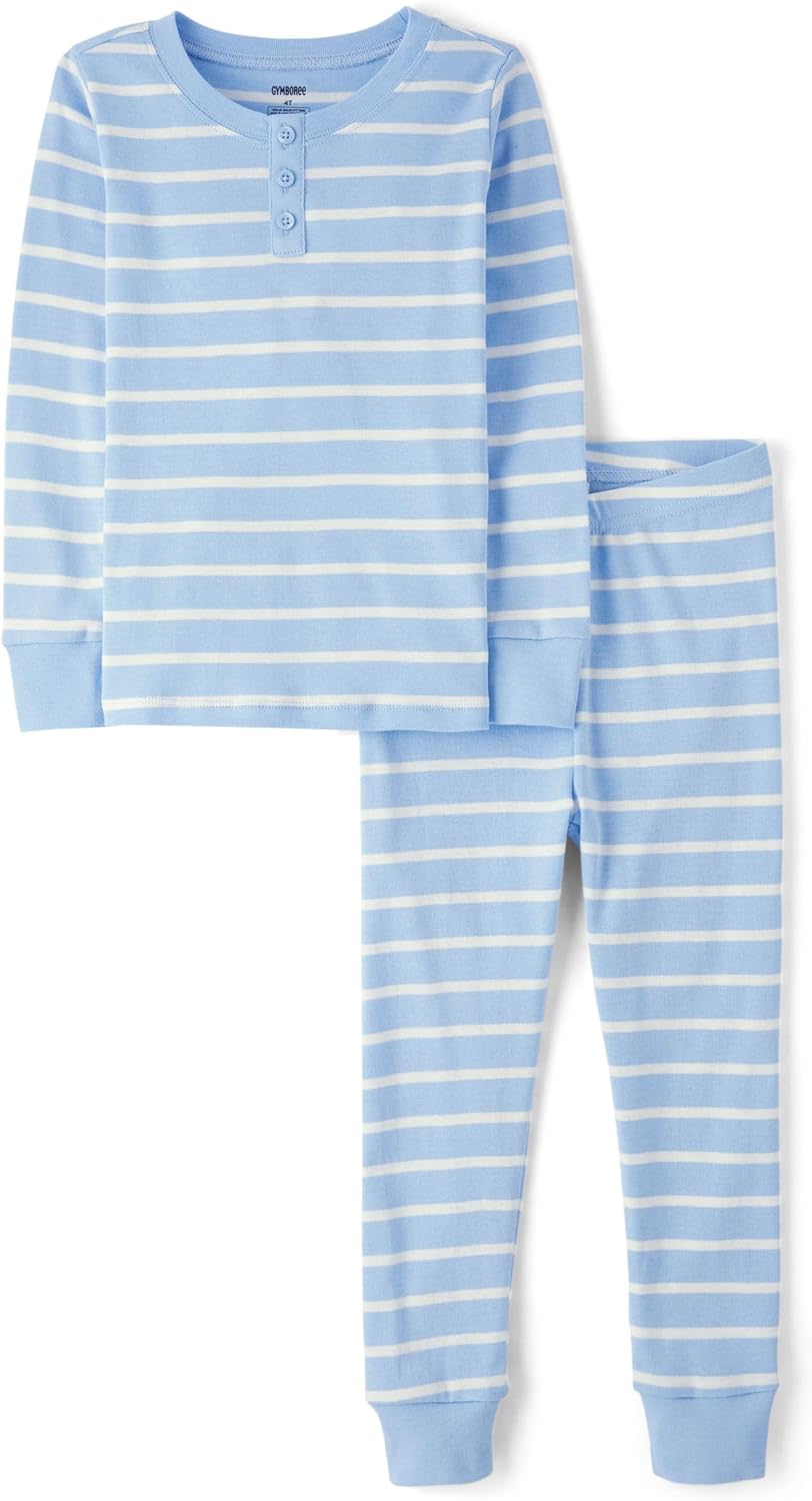 Gymboree Unisex Kid's and Toddler 100% Cotton Henley Long Sleeve Top and Pants,gymmies Pajama Set