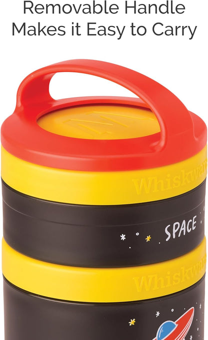 Whiskware Stackable Snack Containers for Kids and Toddlers, 3 Stackable Snack Cups for School and