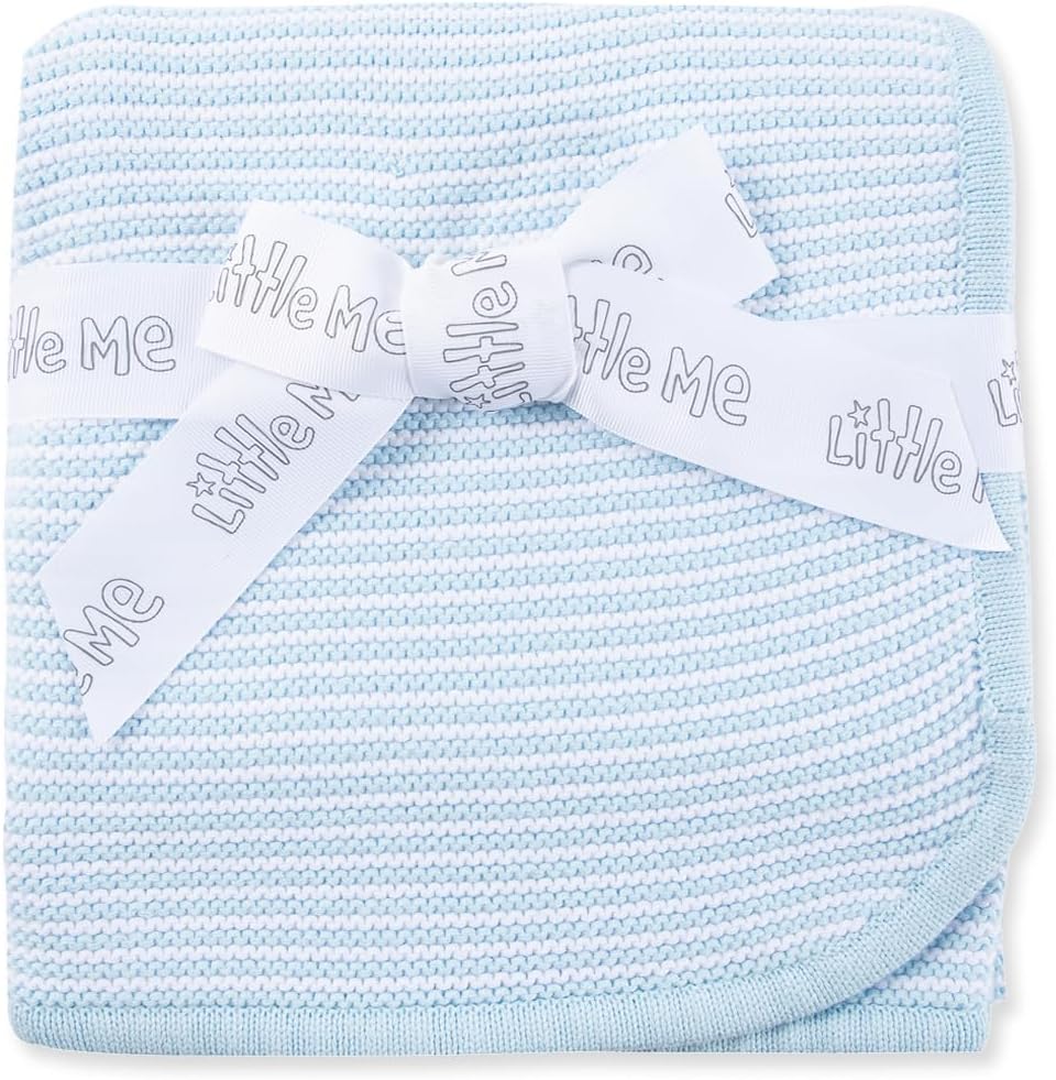 Little Me Knit Baby Blanket – 100% Soft Cotton, Snuggly and Breathable, Perfect as a Swaddle