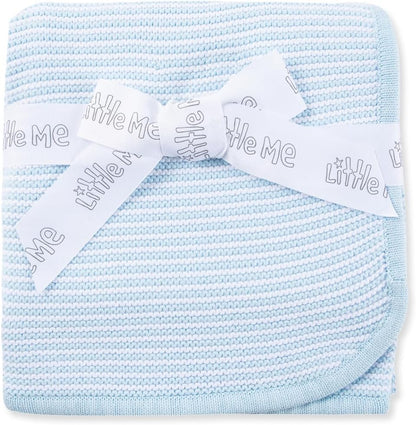 Little Me Knit Baby Blanket – 100% Soft Cotton, Snuggly and Breathable, Perfect as a Swaddle