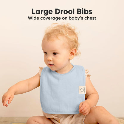 KeaBabies 8-Pack Organic Baby Bibs for Boys, Girls - Super Absorbent Cotton Drool Bibs for Baby Girl & Boy, Teething Toddler, Drooling Newborn, Ultra Soft & Machine Washable (Dew)