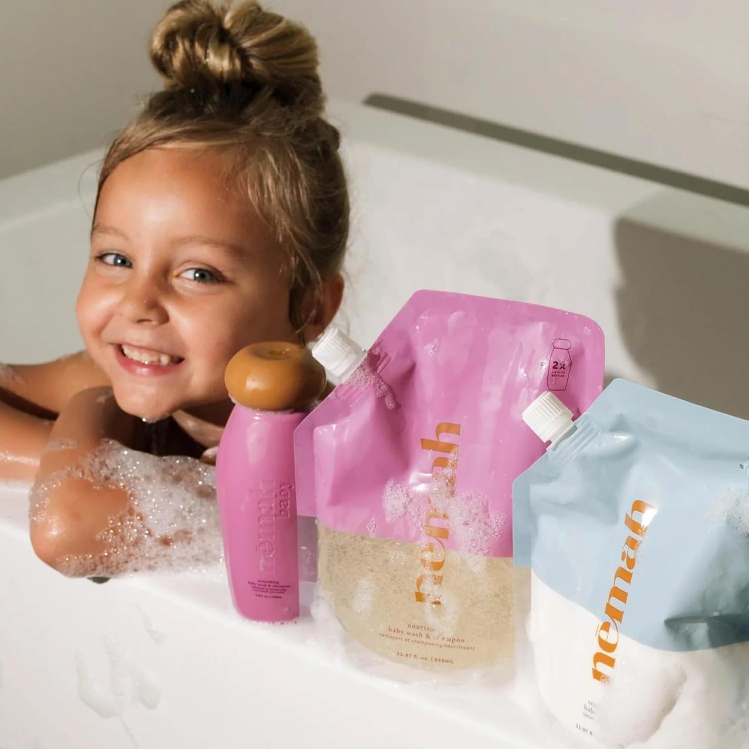 Nemah - 2-in-1 Baby Soap and Shampoo Refill - Tear-Free Baby Body Wash and Shampoo with Actismart