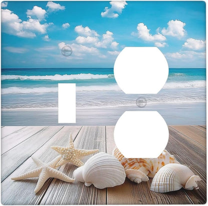 Wallplates Beach Waves Brown Wood Starfish Shells 1 Toggle 1 Duplex Switch Plate Electrical Gfci