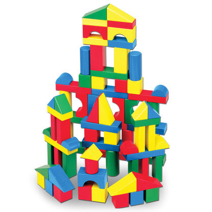 Melissa & Doug Wooden Building Blocks, 100-Piece Set of Sorting & Stacking Toys in 4 Colors and 9