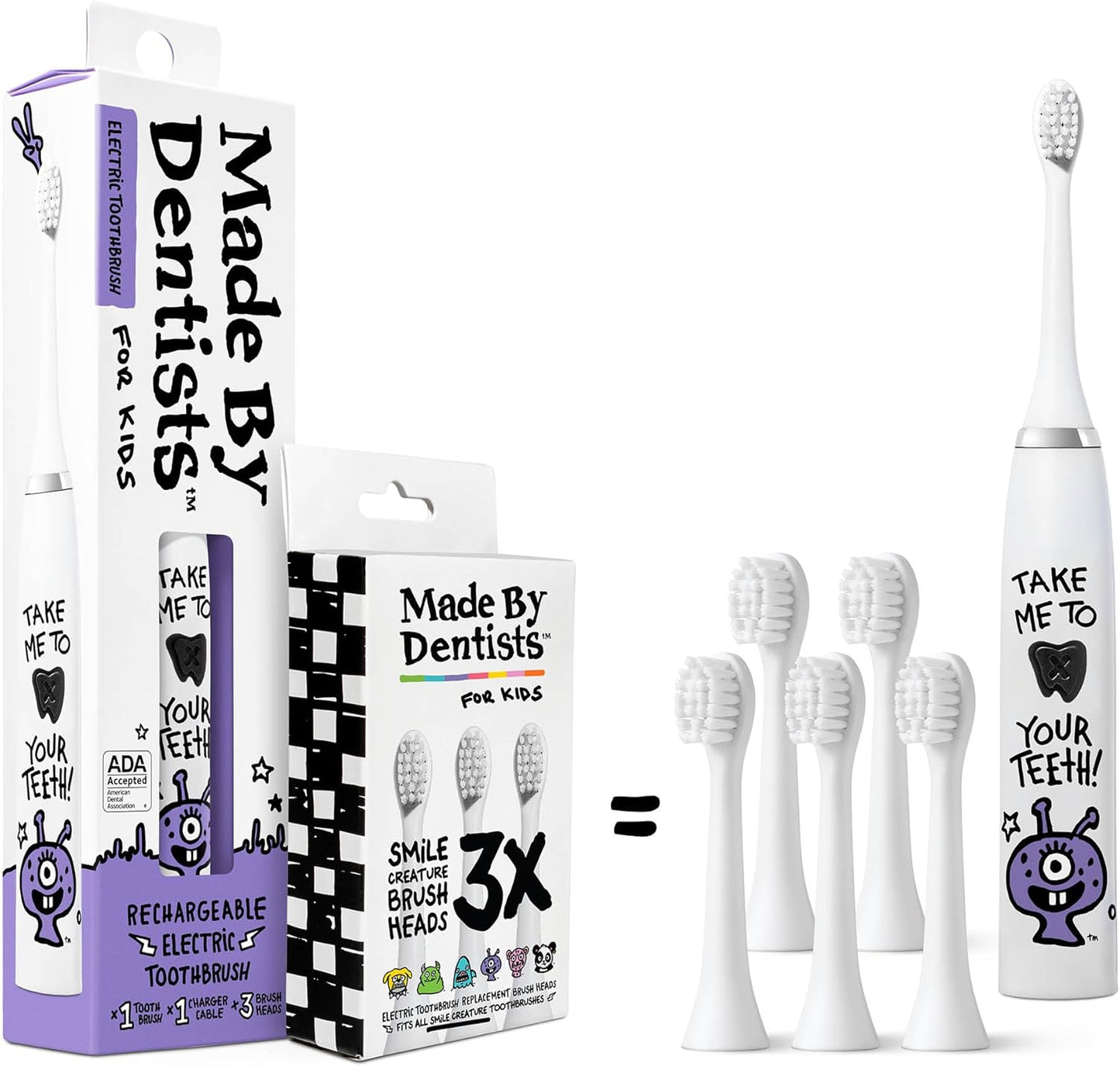 Kids Electric Toothbrush - Rechargeable Vibrating Toothbrush with Timer Includes 6 Replacement