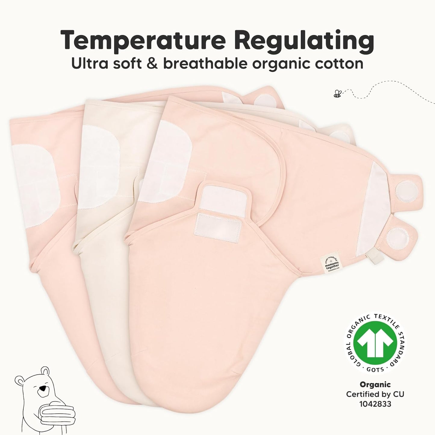 3-Pack Organic Baby Swaddle Sleep Sacks - Swaddles for Newborns, Infant 0-3 Months, Baby Girls