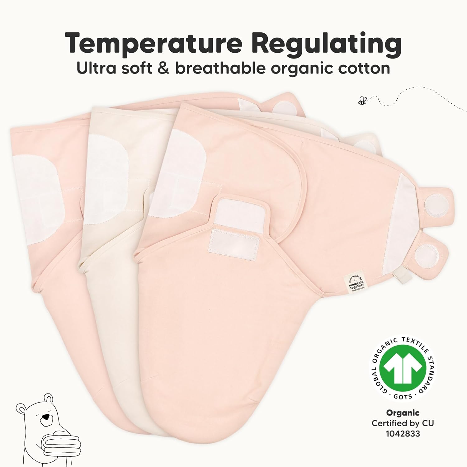 3-Pack Organic Baby Swaddle Sleep Sacks - Swaddles for Newborns, Infant 0-3 Months, Baby Girls