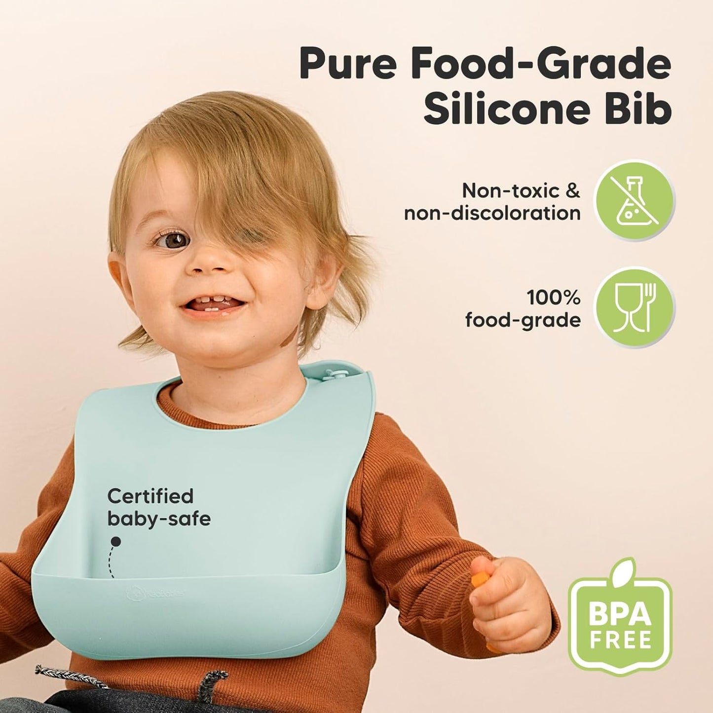 KeaBabies 2-Pack Silicone Baby Bibs for Eating - Sturdy Food-Grade Silicone Bibs for Babies Girl