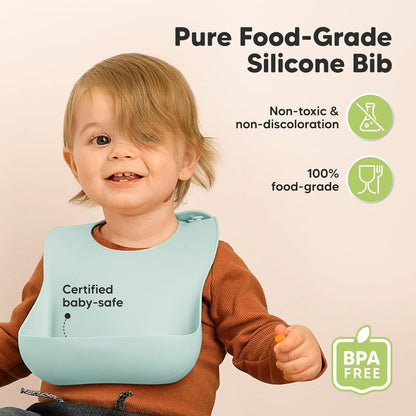 KeaBabies 2-Pack Silicone Baby Bibs for Eating - Sturdy Food-Grade Silicone Bibs for Babies Girl