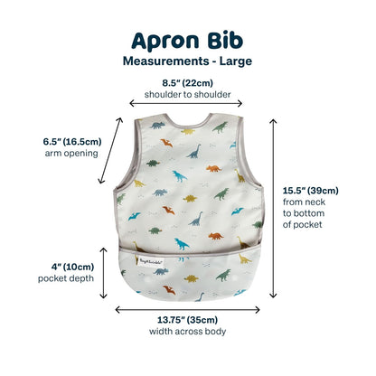 Tiny Twinkle Mess Proof Baby Bib - Waterproof & Lightweight Baby-Led Weaning Apron | 100% Recycled Polyester, Easy Clean & Machine Washable (Dinosaur,Large 2-4 Years)