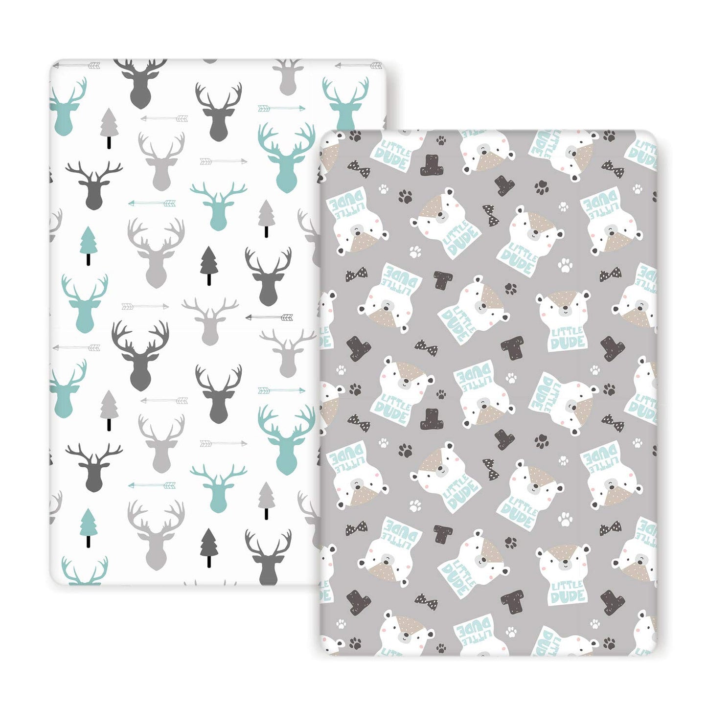 GRSSDER Stretchy Ultra Soft Jersey Knit Fitted Pack n Play Sheets 2 Pack, Playard Sheets for Baby