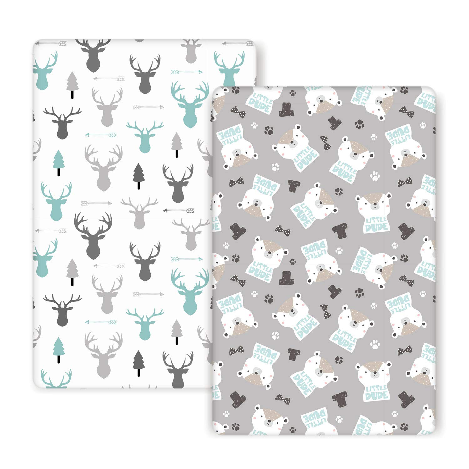GRSSDER Stretchy Ultra Soft Jersey Knit Fitted Pack n Play Sheets 2 Pack, Playard Sheets for Baby