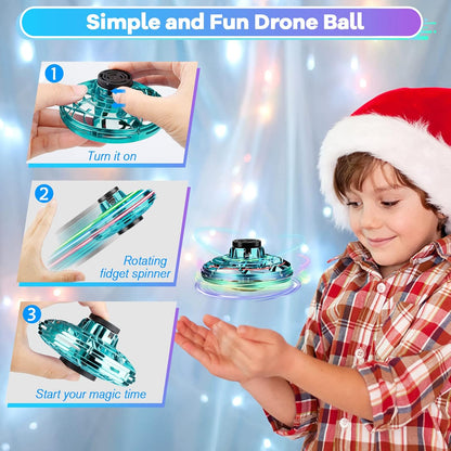 Flying Fidget Spinner,2024 Upgraded Flying Spinner Mini Hand Drone with 360 ° Rotating and LED Lights Outdoor Indoor Toy,Mini UFO Toy Drone for Boys Girls Adults(Green)