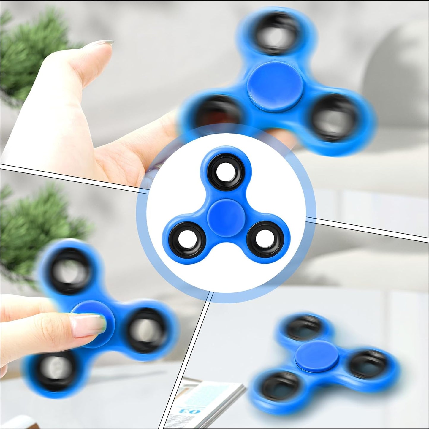Fidget Toy Kids, ADHD Fidget Toys Adults, Fidget Toys Adults Anxiety with Mini Magnetic Man, Fidget Spinner, Fidget Keychain Keyboard, Fidget Pad (Blue)