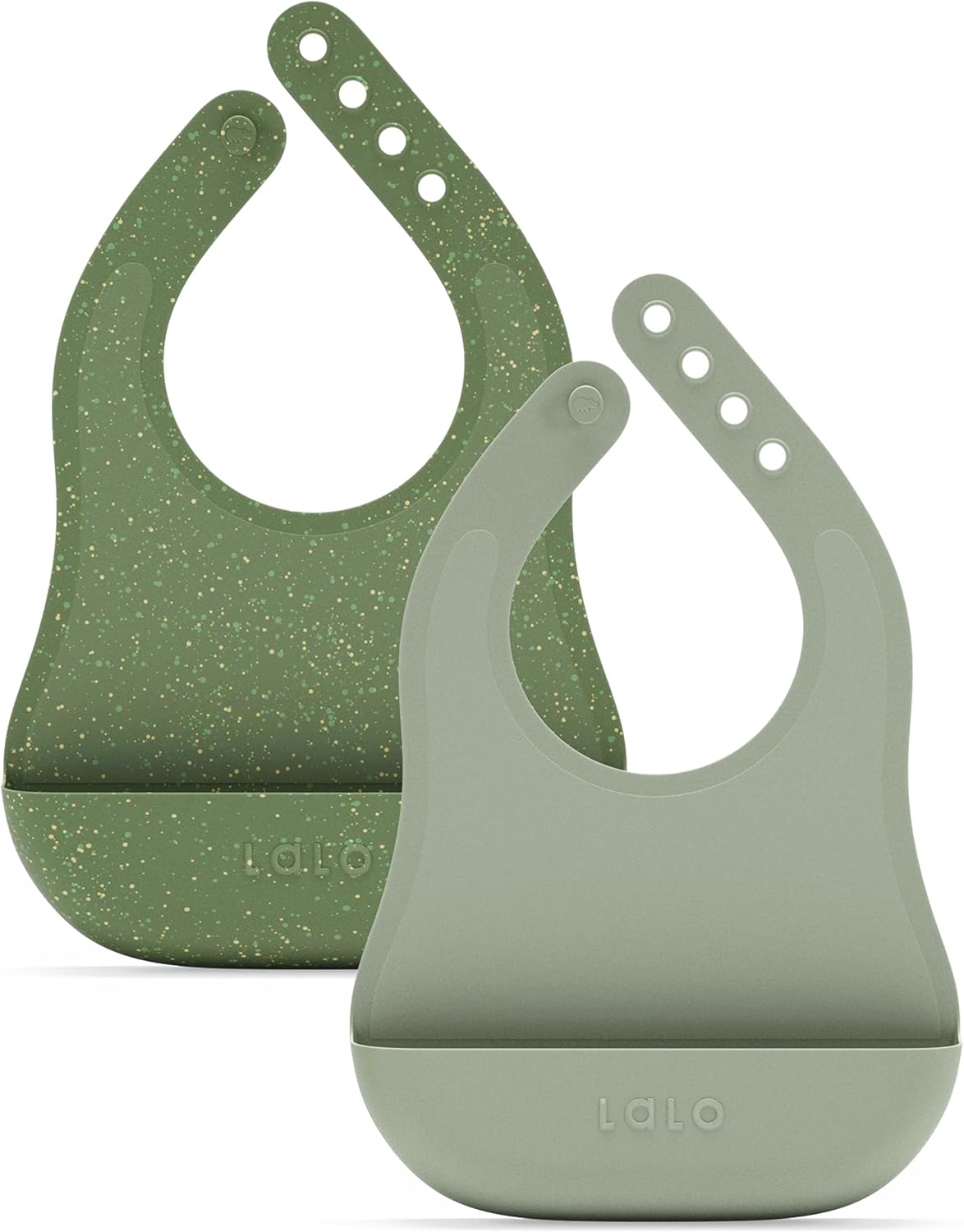 Lalo The Bib - Waterproof, Non-Toxic Silicone Baby Bib with Adjustable Neck Band & Silicone Food