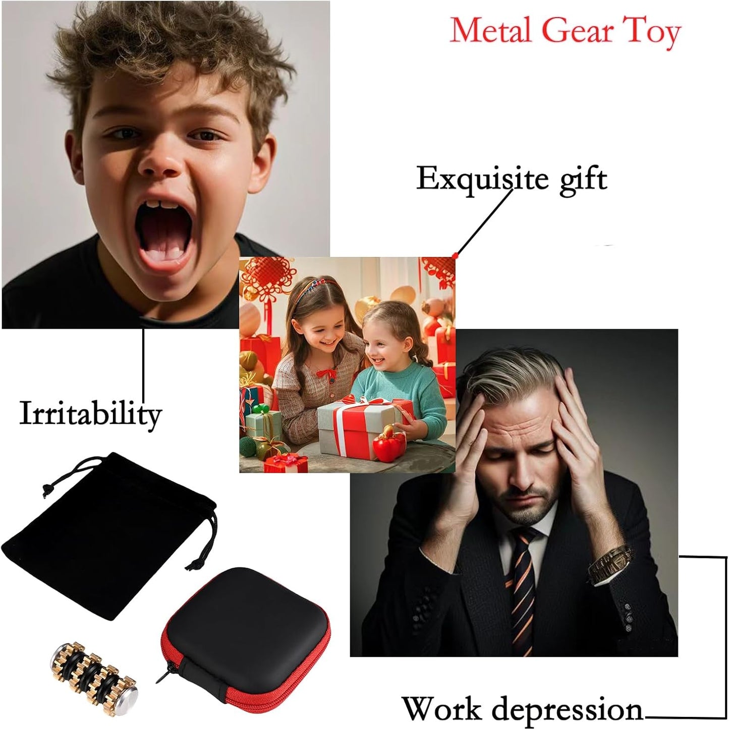 Fidget Toy Set, Metal Gear Fidget Toy, Gear Metal Fidget Spinner , Adult Fidget Spinner for Anxiety Relief Therapy, Steampunk Mechanical Sense.Fidget Pack Great Gift for Adults Teens Kids (4 in 1)