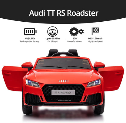 Kids Electric Car, Licensed Audi 6V Kids Ride on Toy Car for Toddlers with Remote - Red