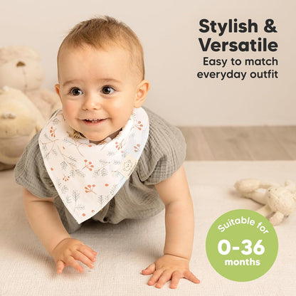 8-Pack Organic Baby Bandana Bibs for Girls - Super Absorbent Triangle Baby Bibs for Drooling and Teething Infant, 100% Cotton Extra Soft for Newborn, Infant 0-36 Months (Bloom)