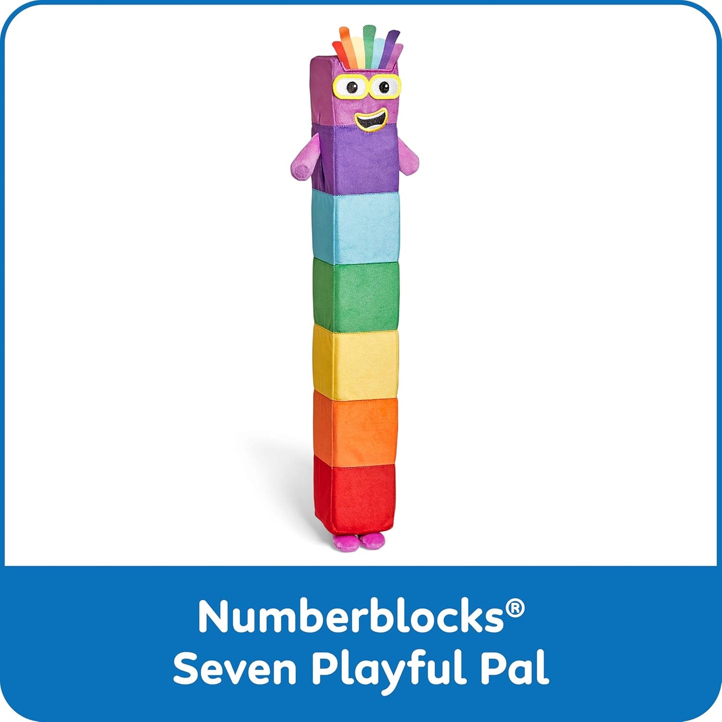 hand2mind Numberblock Seven Playful Pal, Plush Figure Toys, Numbers for Toddlers, Preschool Math Learning Toys, Stuffed Animal Plushies, Counting Blocks, Soft Stuffies, Kids Birthday Gifts