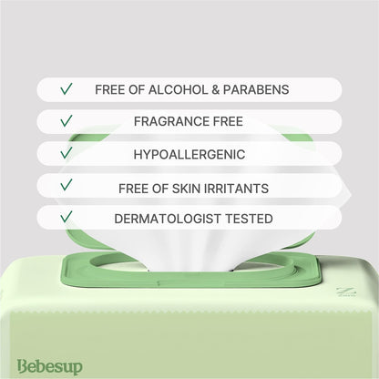 BEBESUP- Korea’s #1 Zero Harsh Chemicals Baby Wipes- Water Based Hypoallergenic Unscented Extra-Thick Organic baby wipes for sensitive skin Zero skin irritants Flip-Top 640 Count (8 Packs)