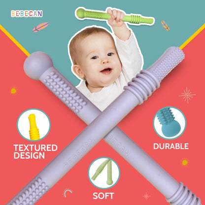 Bebecan Teething Sticks for Babies 36+ Months – Super Soft Silicone Teething Aids, Infant Oral