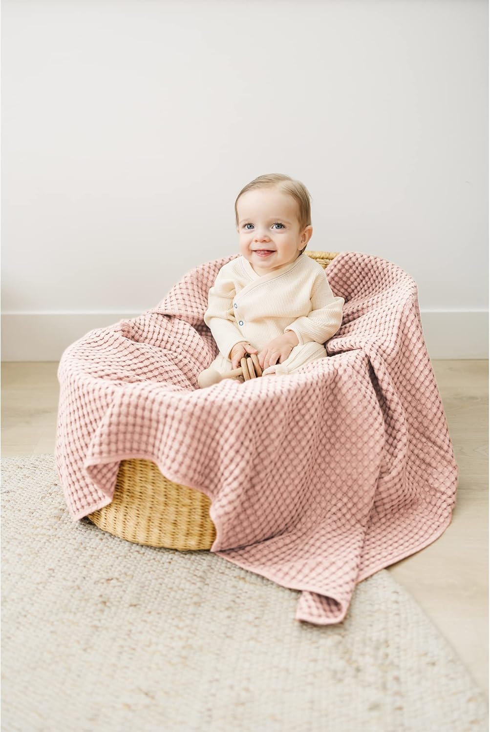Konssy Waffle Baby Blanket - Soft & Cozy Nursery Swaddle Blanket, Lightweight Toddler Throw for