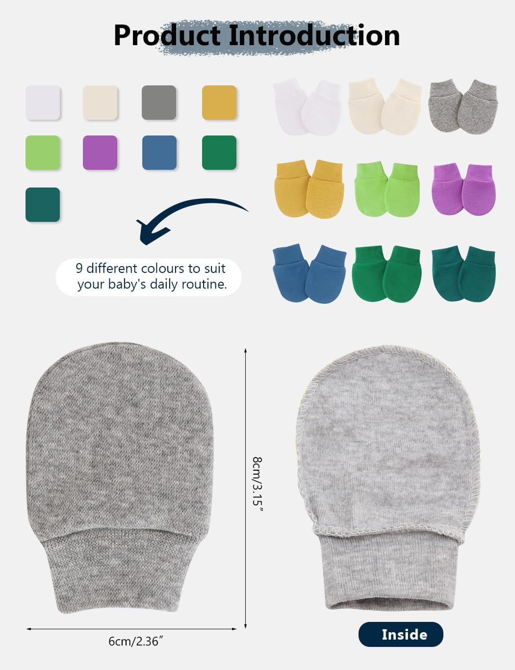 Cute Baby Mittens Newborn, No Scratch Baby Boy Mittens, Baby Girl Hat Gloves for Toddlers, Infant, Newborn