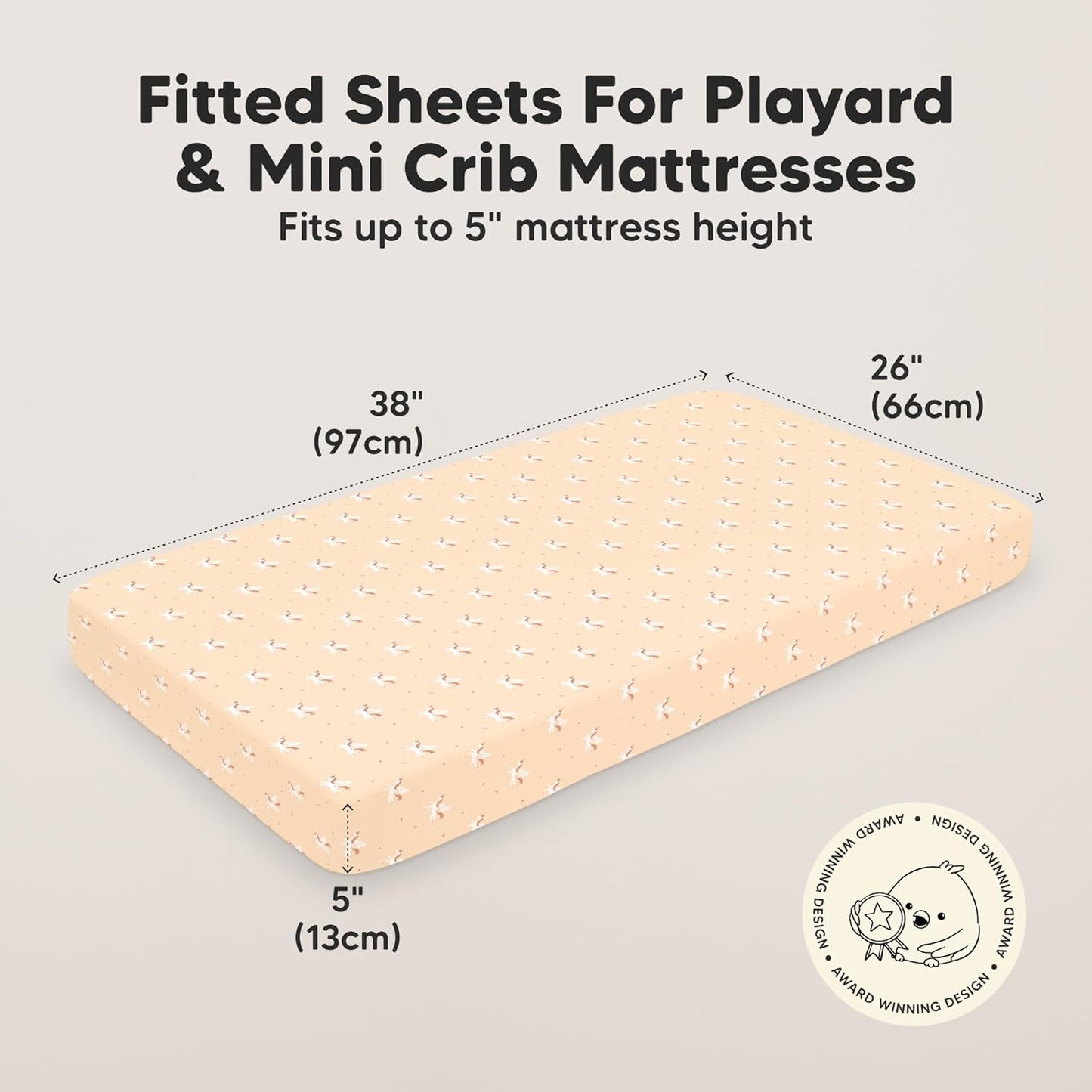2-Pack Mini Crib Sheets Fitted - 38x26 Pack N Play Sheets for Pack and Play Mattress, Organic