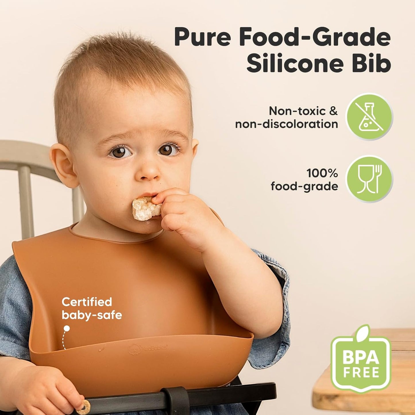 KeaBabies 2-Pack Silicone Baby Bibs for Eating - Sturdy Food-Grade Silicone Bibs for Babies Girl
